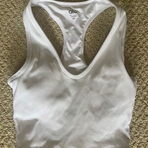 ALO YOGA cropped white padded tank top XS